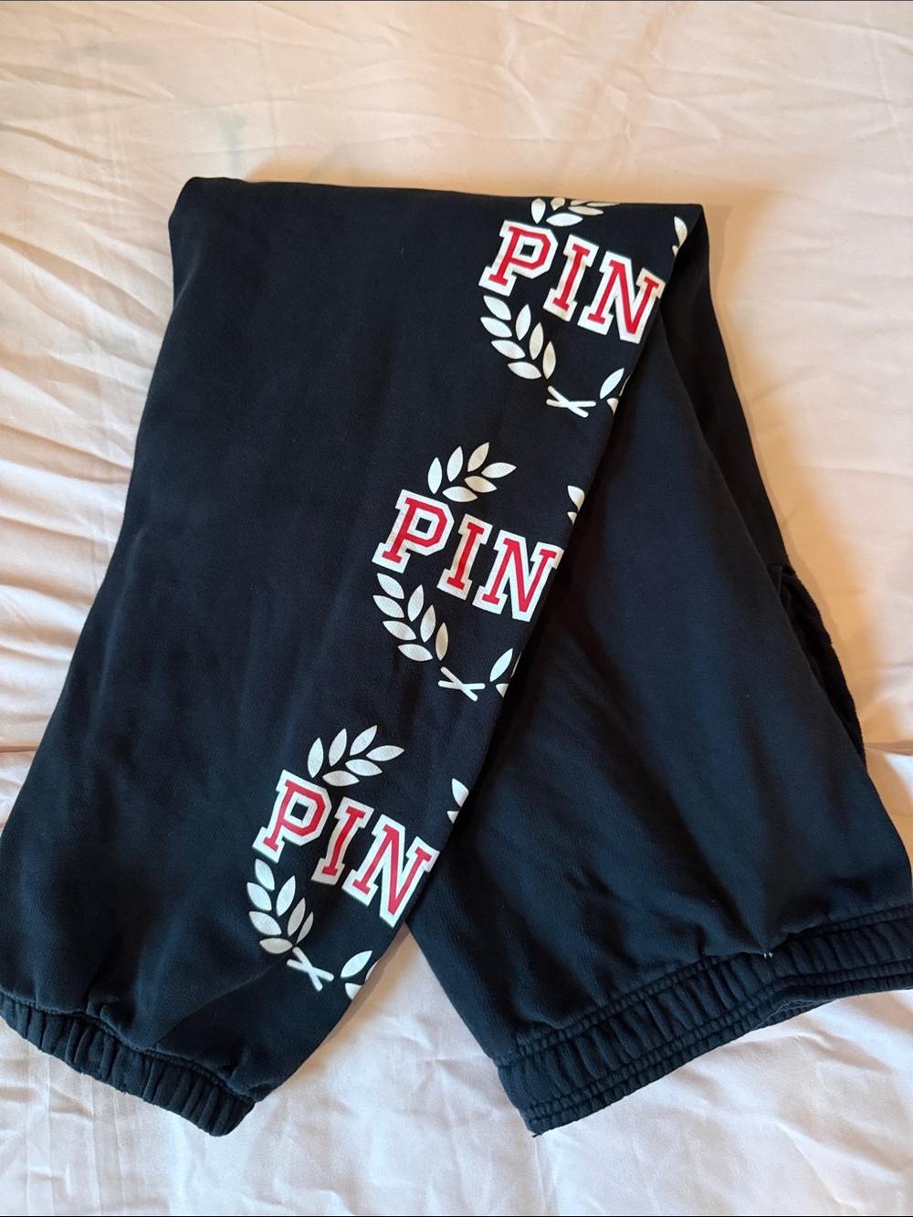 PINK Victoria's Secret Black Logo Tag Joggers